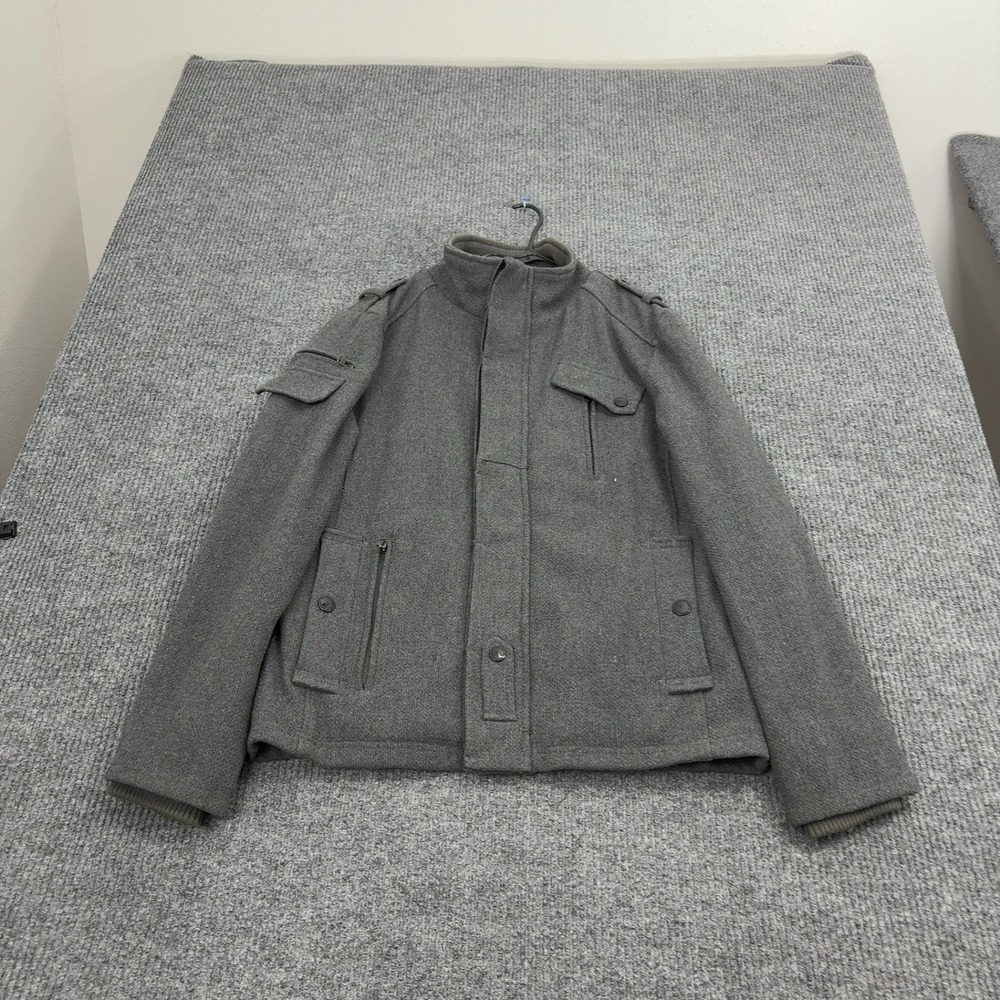 Projek Raw Jacket Mens L Gray Wool Blend Mock Neck Utility Casual Style
